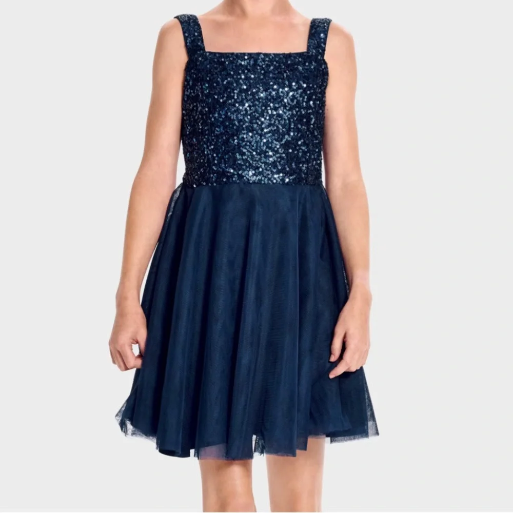 The Children’s Place Girls Size 10 Navy Sequin Tulle Party Dress NWT